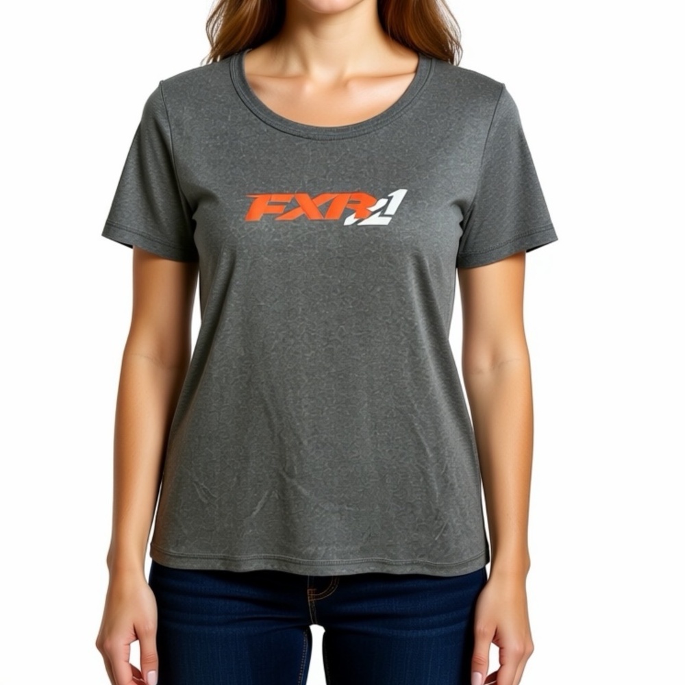 FXR T-Shirt Womens Size Small Grey Logo Motocross Performace Casual Round Neck